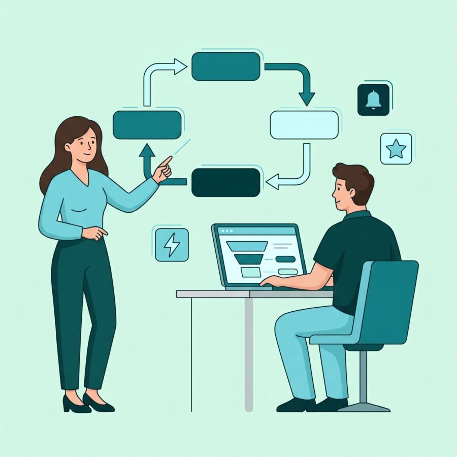 Ilustrație CRM Premium — automatizări și contacte fără limită pentru o echipă care crește